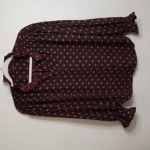 Ann Taylor small burgundy horse shoe design blouse